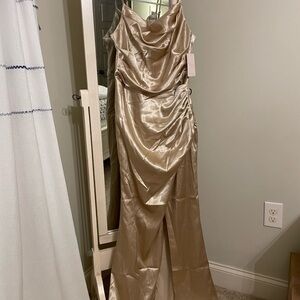 Birdy Grey  Lydia - Shiny Satin Gold Dress